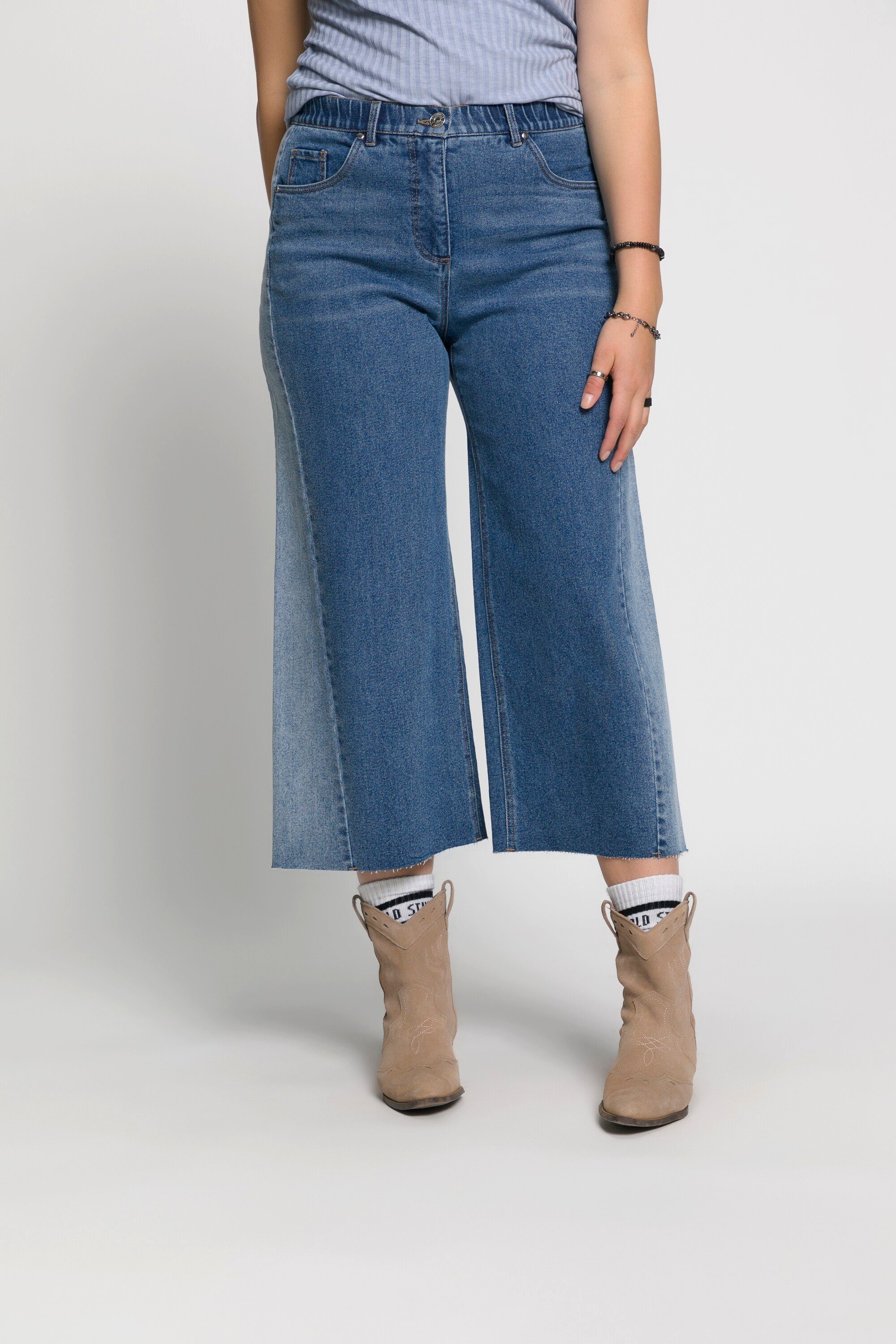 Culotte Studio Look Fransensaum Untold Jeans Patch Culotte 5-Pocket