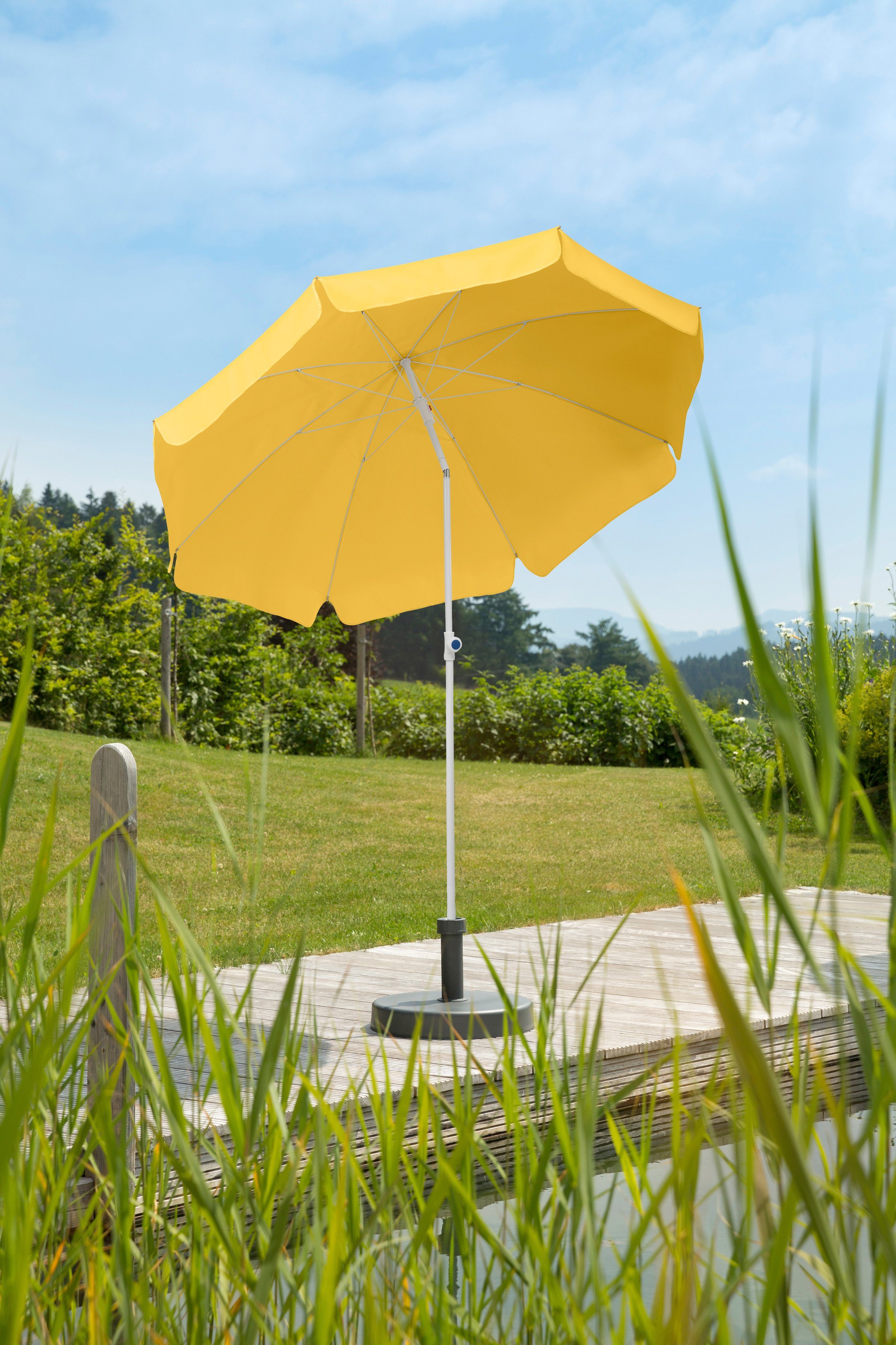 Sonnenschirm mit Knicker Rund 200 cm ROT NEU 