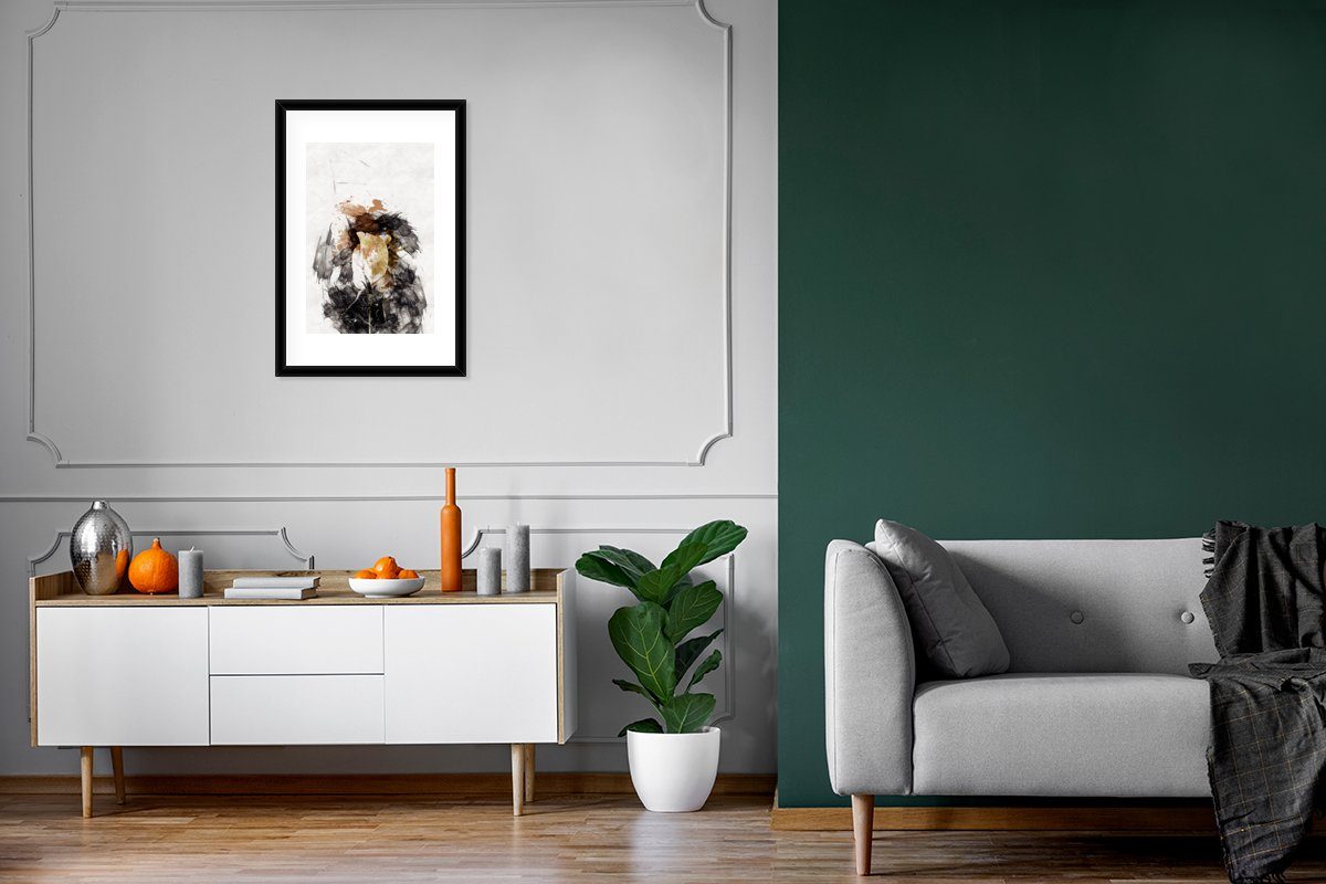 mit - Poster, (1 St), Schwarzem Rahmen, Bilderrahmen MuchoWow - Gerahmtes Blumen Kunstdruck, Weiß, Poster Farbe