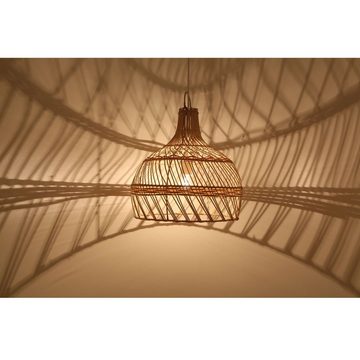 Casa Moro Deckenleuchten Pendelleuchte Rattan AVA Wohnzimmer Esszimmer Tropfen Form Natur, Leuchte, ohne Leuchtmittel, Handgefertigte Rattan Hängeleuchte, Deckenlampe