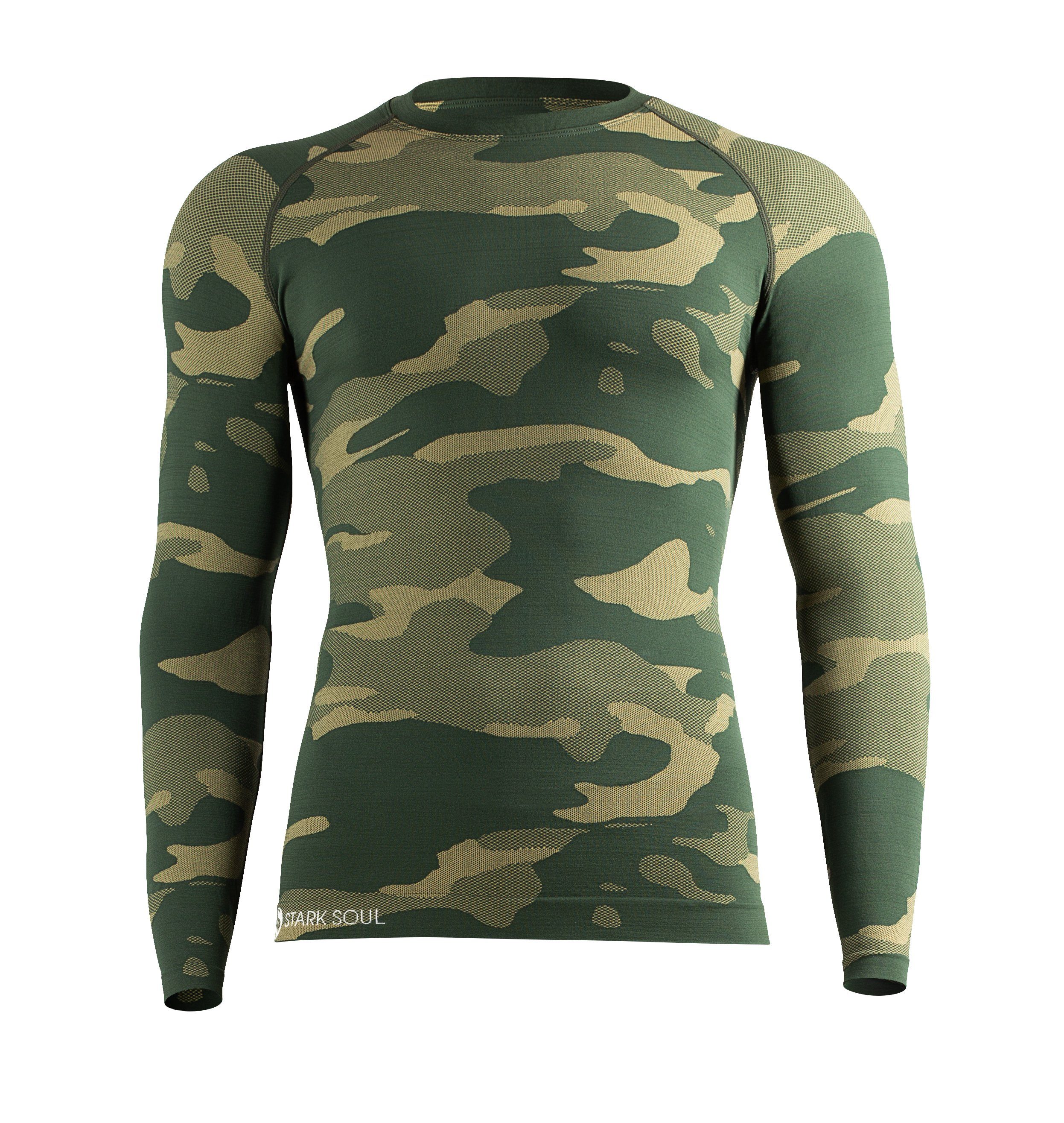 Stark Soul® Funktionsshirt Thermo-Funktionshirt Langarm Camouflage, Outdoor-Ski Unterwäsche, Herren Grün