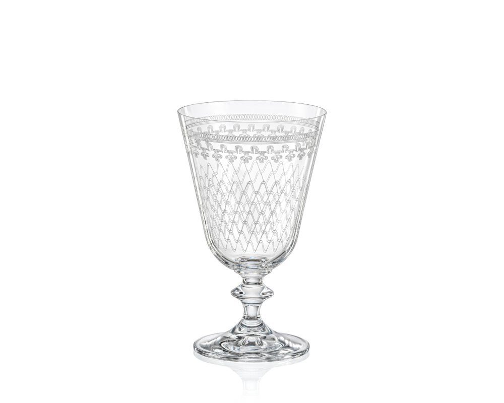 Crystalex Rotweinglas Weingläser Bella MADAME KAROLINKA Kristallglas 350 ml 6er Set, Kristallglas, eingravierten Guilloche-Dekor, Kristallglas, Bohemia