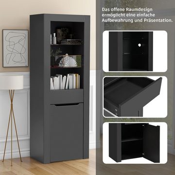 BlingBin Vitrine (1-St., Aktenschrank Standvitrine Aufbewahrungsschrank) mit LED-Lichtern, mit Regalen, Höhe: 165cm