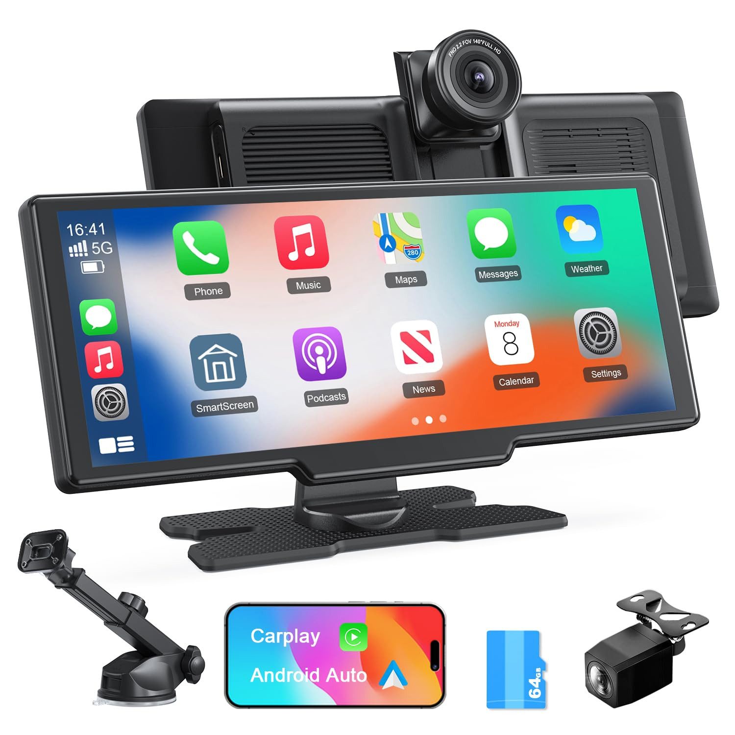 9.26 " Touchscreen Android Auto mit 4K Dashcam 1080P Rückfahrkamera Navigationsgerät