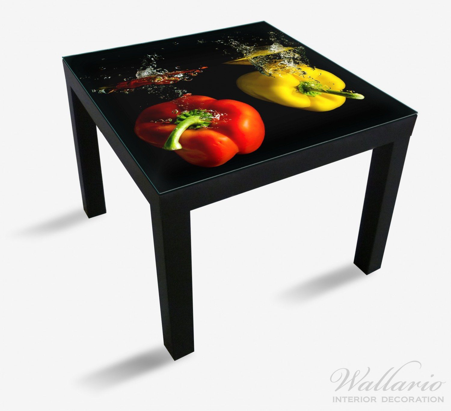 Wallario Tischplatte Bunte Küche geeignet (1 in und für St), grün Paprika rot Lack orange Ikea im gelb Tisch Wasser