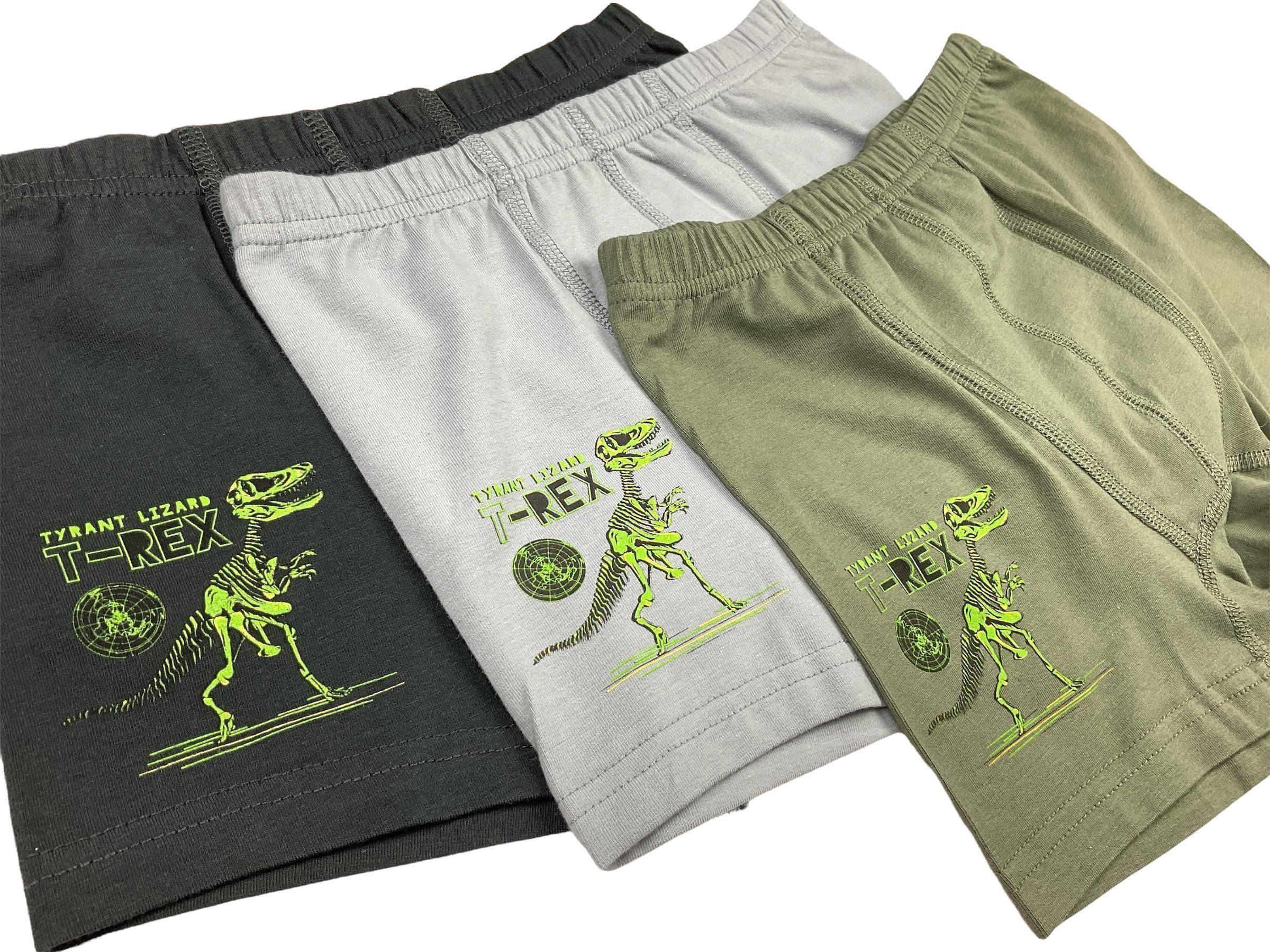 5-St) (Spar-Packung, Boxershorts Jungen Unterhosen Boxershorts T-Rex - LOREZA Unterwäsche Baumwolle aus 5