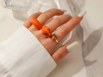 Eyecatcher Fingerring Süßes Eichhörnchen 3er Ring Set HUG Ring One Size, Größenverstellbar, Ring Set, Naturschmuck, Tierschmuck