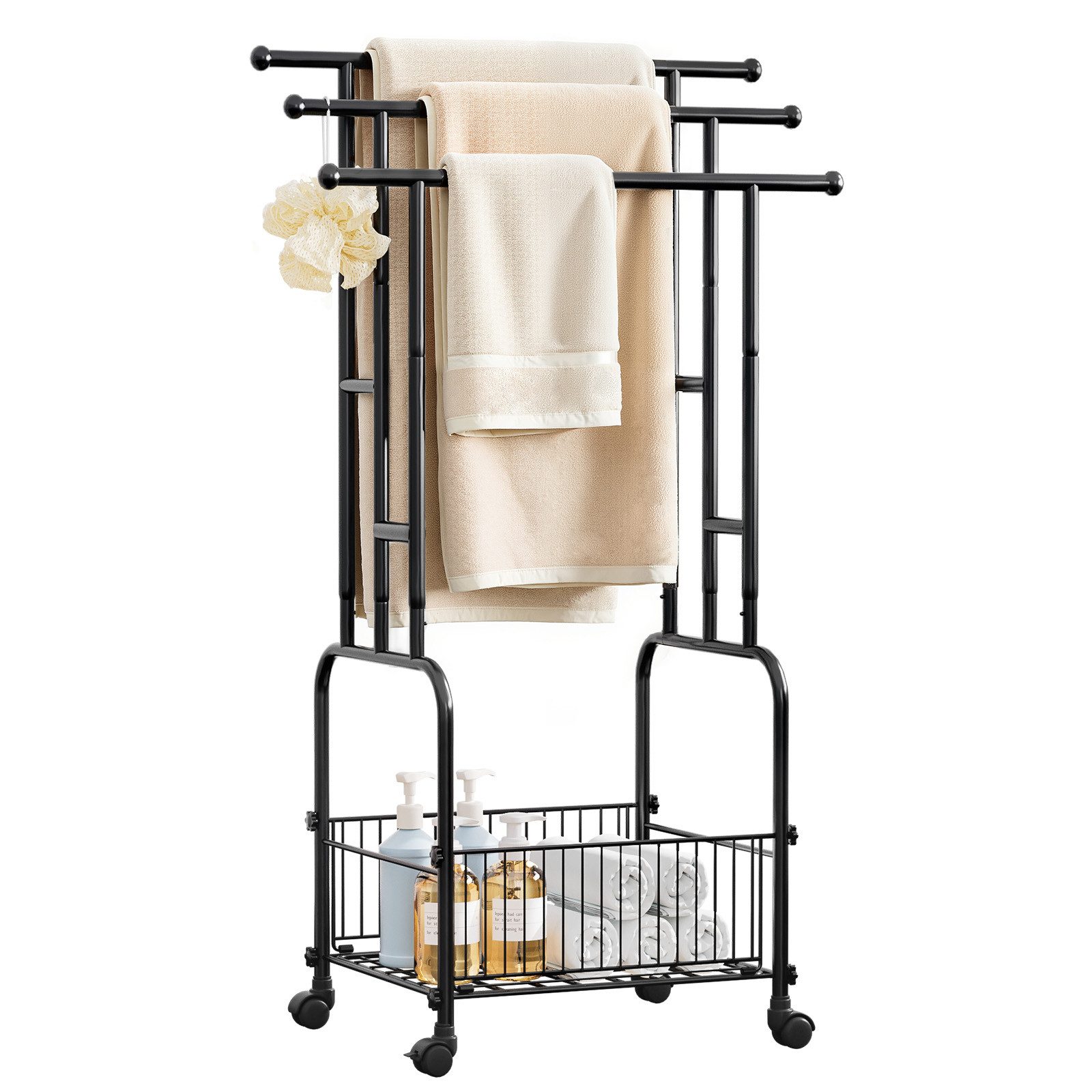 Yorbay Handtuchständer Handtuchhalter, Handtuchleiter, mit 3 Stangen, Rolle günstig online kaufen