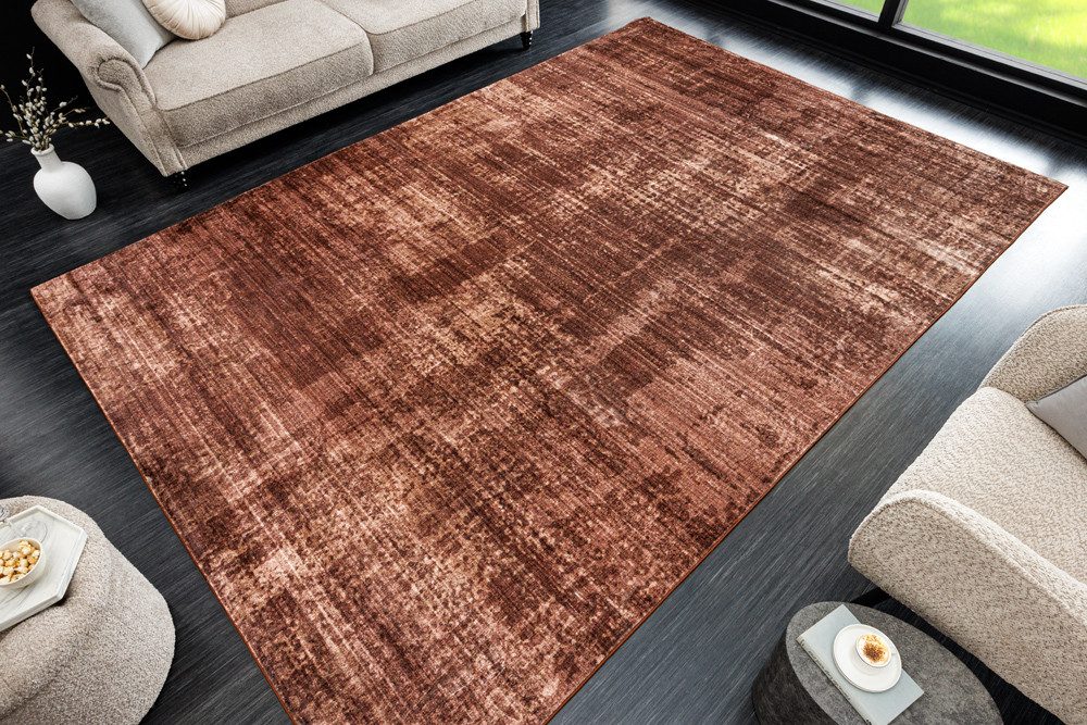 riess-ambiente Designteppich SOFT TOUCH 230x160cm kupfer braun · Indoor Kurzflor-Teppich, rechteckig, Höhe: 7 mm, Wohnzimmer · Fußbodenheizung-geeignet · pflegeleicht · modernes Design