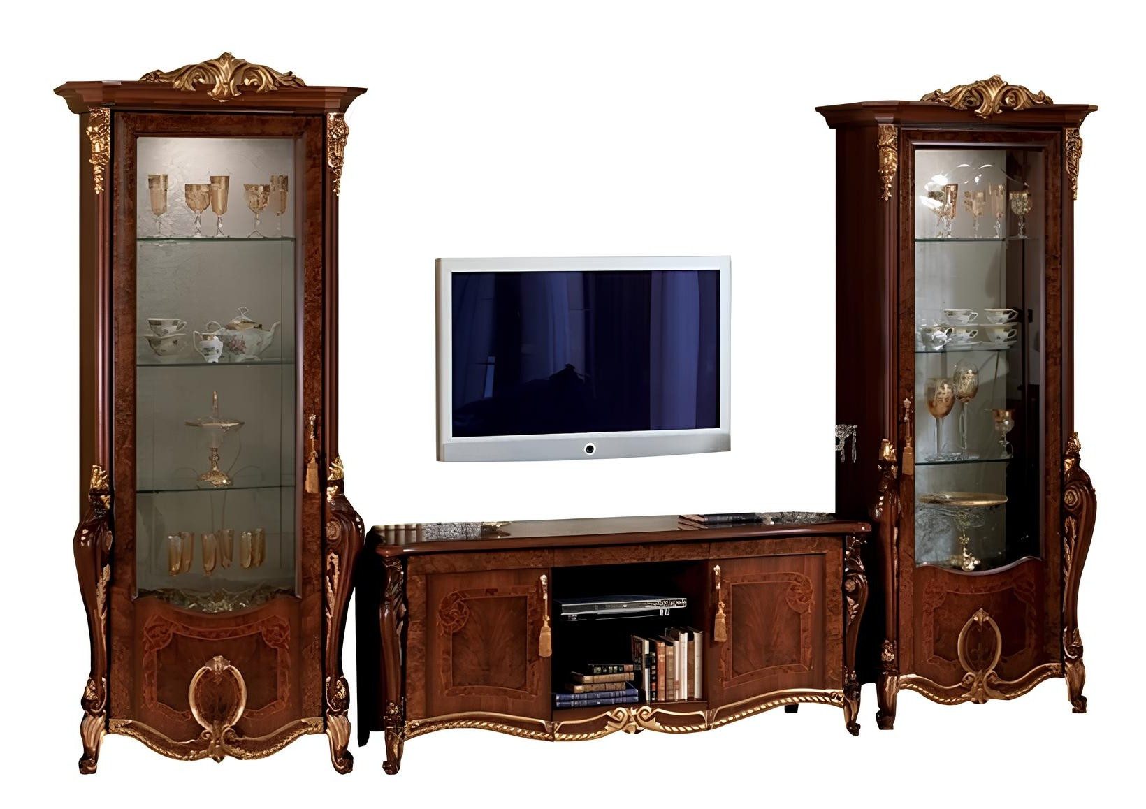 Xlmoebel Wohnzimmer-Set Designer Wohnzimmermöbel Set mit Sideboard und 2 Vitrinen, Made in Europa