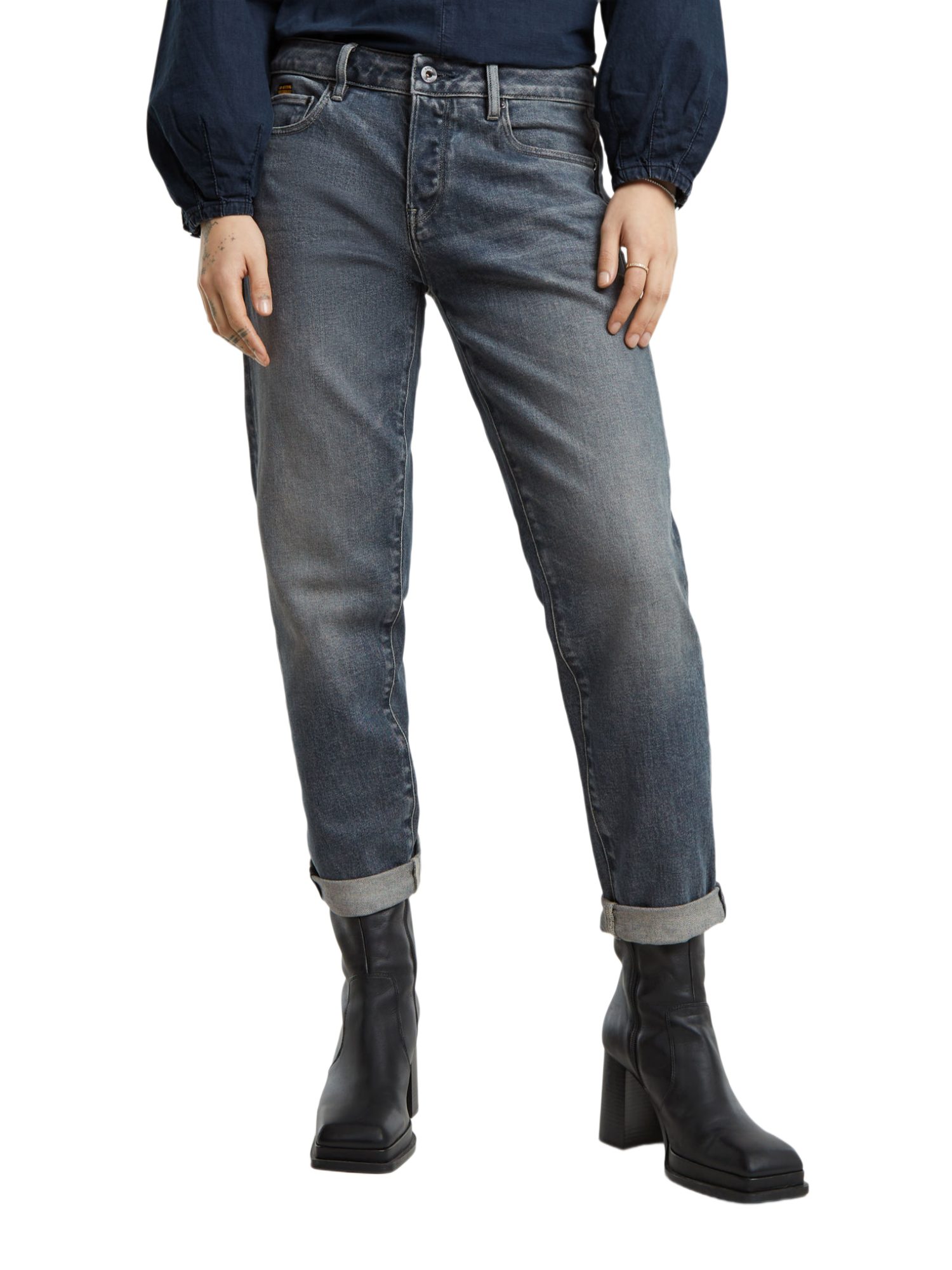 G-STAR 5-Pocket-Jeans blau,Casual,Baumwolle,Unifarben,Boyfriend Fit,Mittel