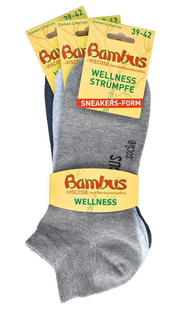 Wowerat Sneakersocken Bambus Viskose Sneaker Socken melange Sneakersocken Damen Herren
