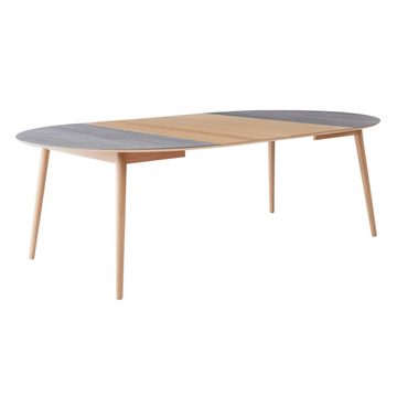 Hammel Furniture Esstisch Meza Designtisch mit Auszugsfunktion und 2 Einlegeplatten, runde Tischplatte aus Keramik, Massivholzgestell