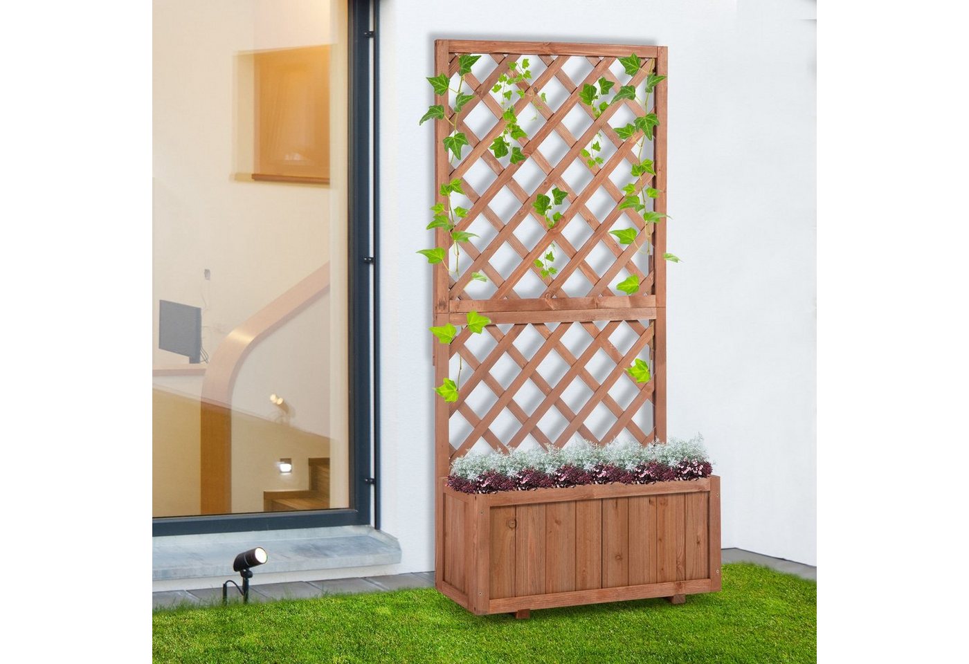 Thumbnail - Outsunny Hochbeet Mit Rankgitter für Kletterpflanzen (Blumenkasten, 1 St., Pflanzkasten), für Garten, Balkon, Orange