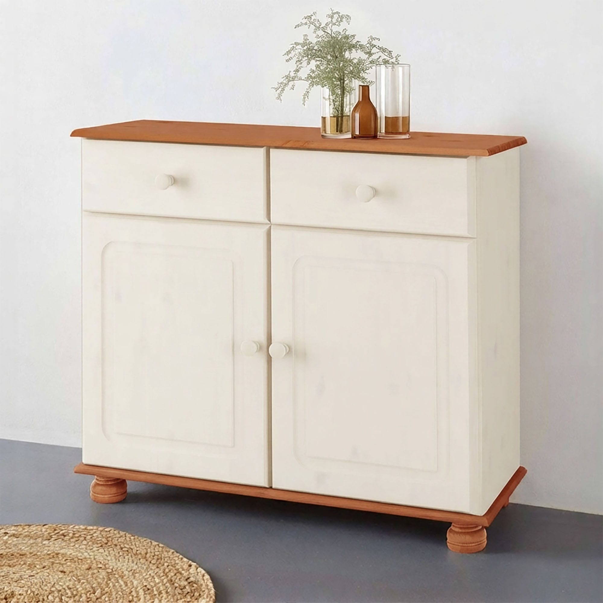 OTTO home Sideboard Mette, Kommode mit gefrästen, kugelförmigen Füßen, Breite 80 cm