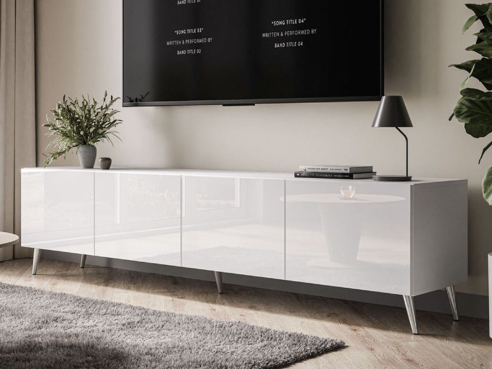 ALLHOUSE24 TV-Schrank LOGANTE 200 cm Breite Unterschrank TV Lowboard Metall Füße (2 x Schränke 100 cm breit) 200 cm Breite