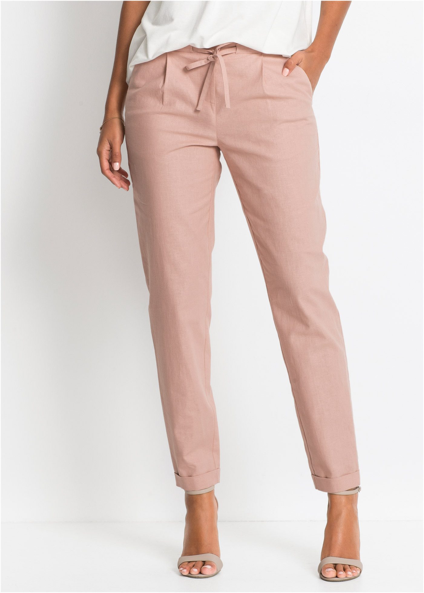 bonprix Leinenhose aus Leinen und Baumwolle, Regular Fit, mit elastischem Gummibund