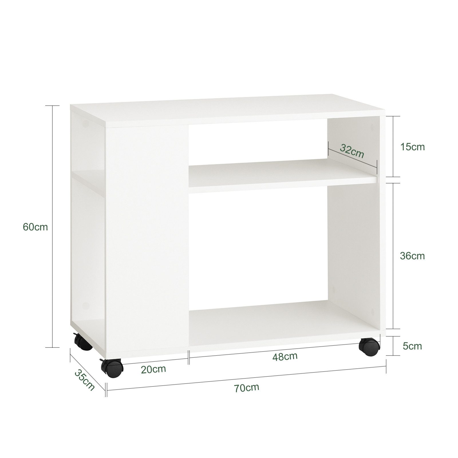 SoBuy Beistellwagen FBT34, Bücherregal, mit Rollen, Wohnzimmer, Schlafzimmer, Büro, Beistelltisch Nachttisch Rollcontainer Aktenschrank Druckerständer – Bild 4 von 5