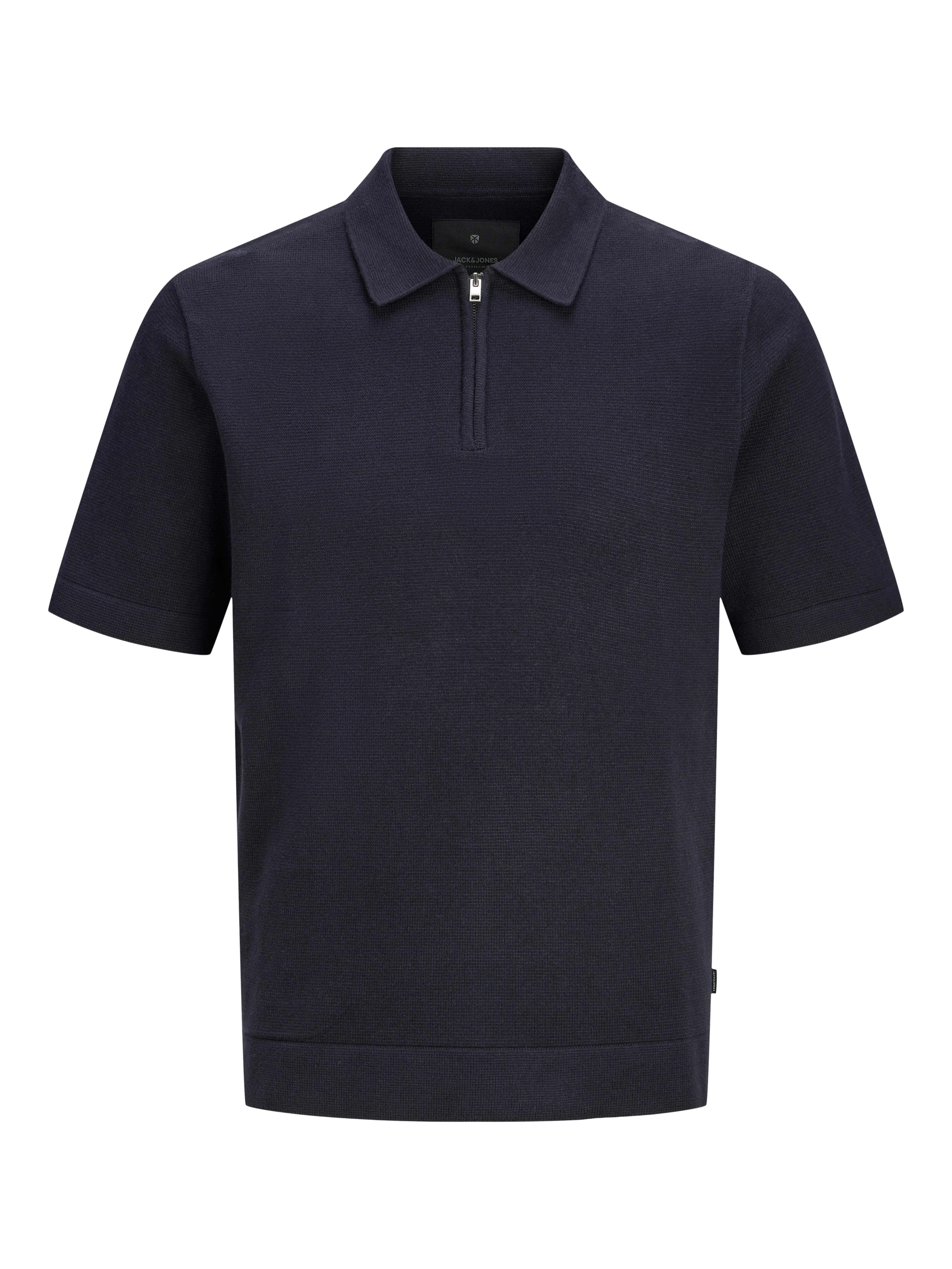 Jack & Jones Polokragenpullover JPRBLAMILANO SPRING KNIT ZIP POLO SS SN Baumwollmischung