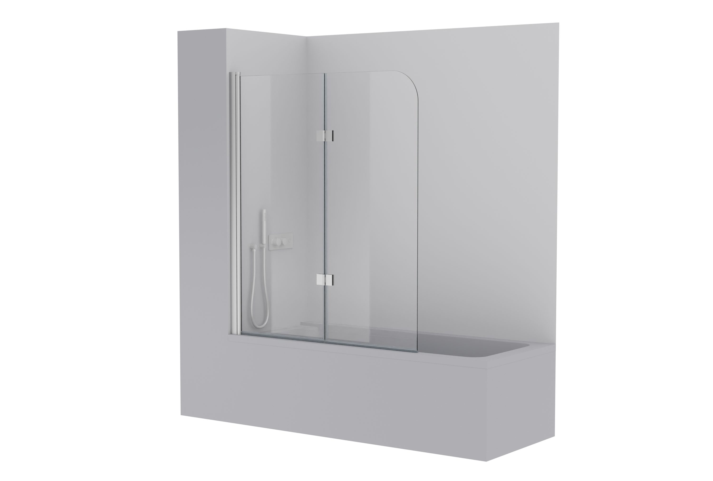 Bernstein Badewannenaufsatz NT209 120x140 cm Klarglas, (2-teilig), Faltbare ESG-Duschwand mit Hebe-Senk-Mechanismus