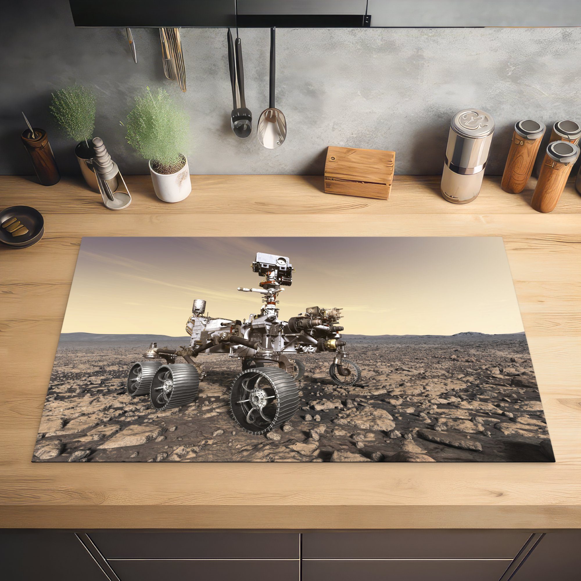 Herdblende-/Abdeckplatte Vinyl, für NASA Mars-Rover, (1 83x51 MuchoWow - Mars cm, tlg), Ceranfeldabdeckung, küche - Arbeitsplatte