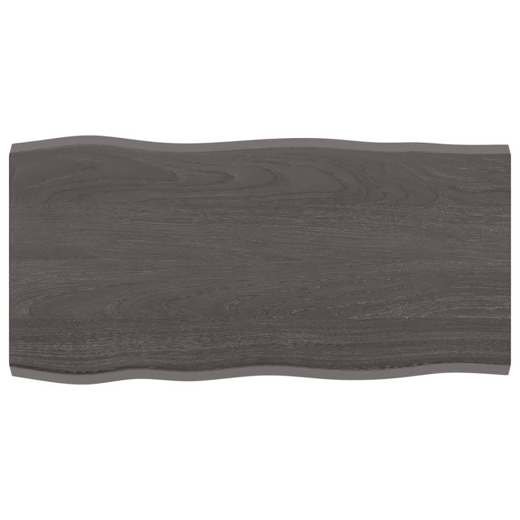 Tischplatte (1 Baumkante Massivholz 80x40x2 furnicato Behandelt St) Eiche cm