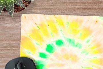 MuchoWow Gaming Mauspad Krawattenfärbung - Grün - Weiß (1-St), Mousepad mit Rutschfester Unterseite, Gaming, 40x40 cm, XXL, Großes