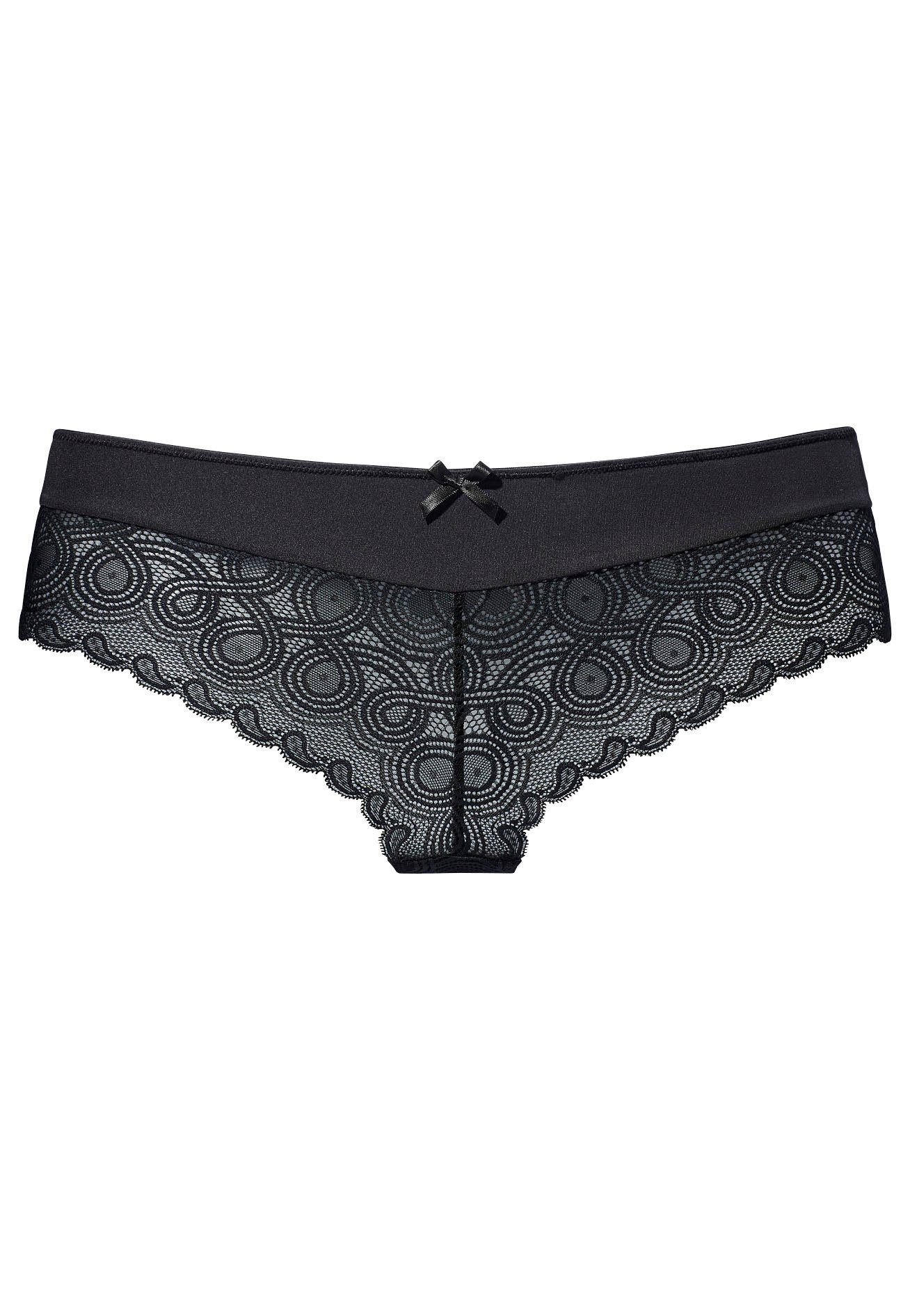 LASCANA Stringpanty mit Spitze Zierschleife schwarz extravaganter und