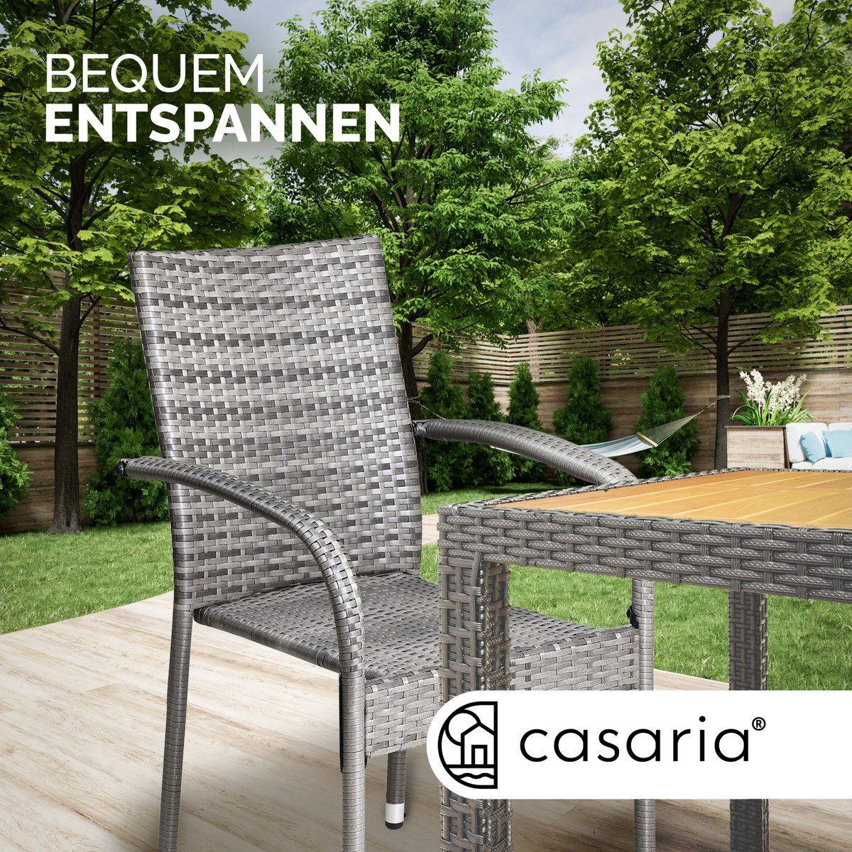 Casaria Gartenstuhl, Stapelbar Wetterfest Polyrattan Outdoor 160kg Garten Terrasse Balkon