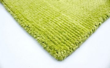 Wollteppich Gabbeh Teppich handgetuftet grün, morgenland, rechteckig, Höhe: 15 mm, Kurzflor