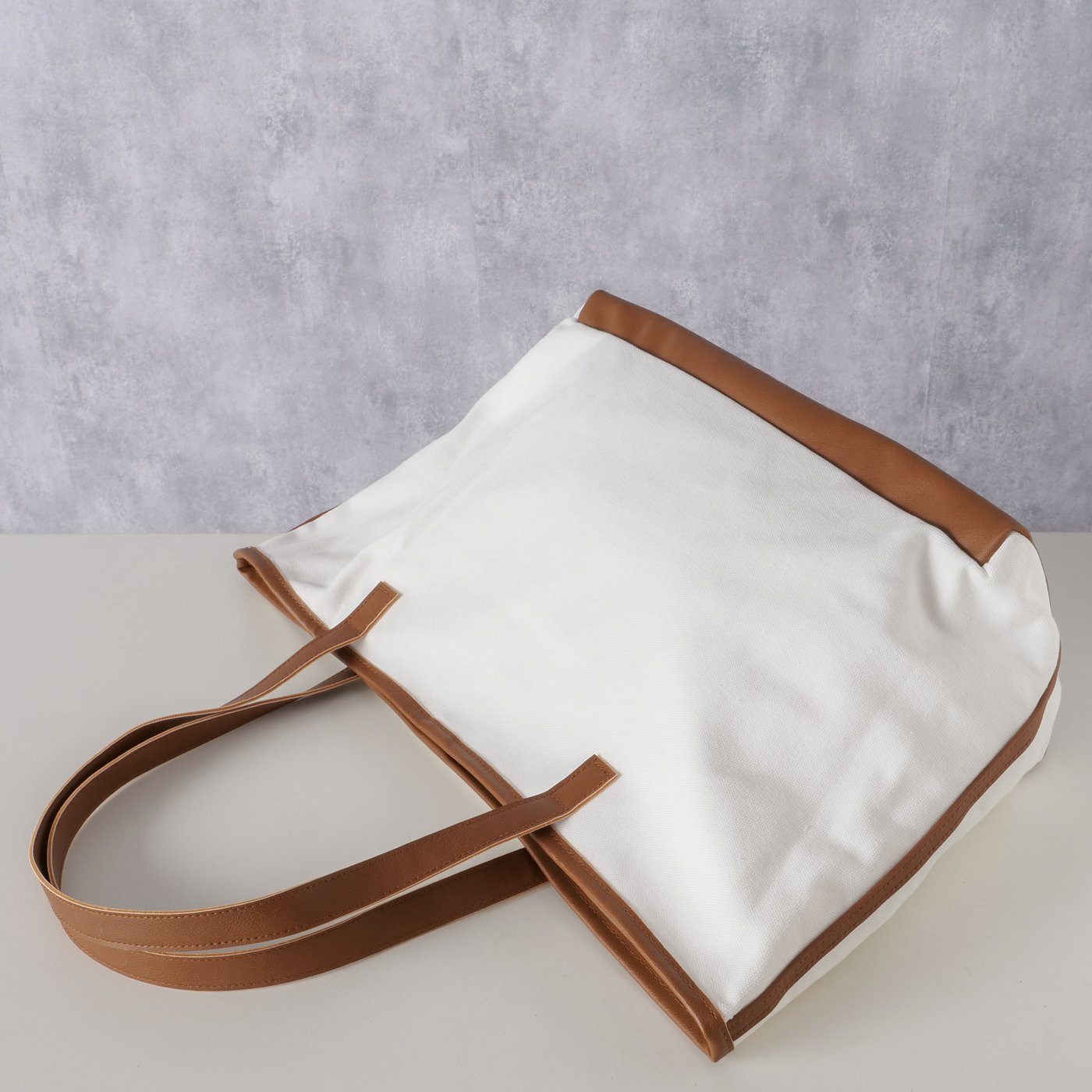 MF Strandtasche Strandtasche Maribel Reisetasche Creme Braun Baumwolle 50cm (1-tlg)