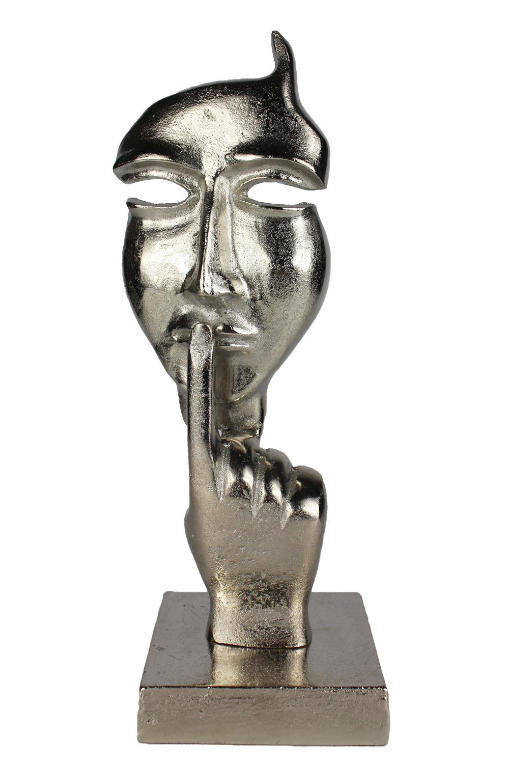 silber Face Skulptur cm Silence x Figur aus Büste 36,5 Deko Arnusa Metall 11 (1 St), Dekofigur moderne