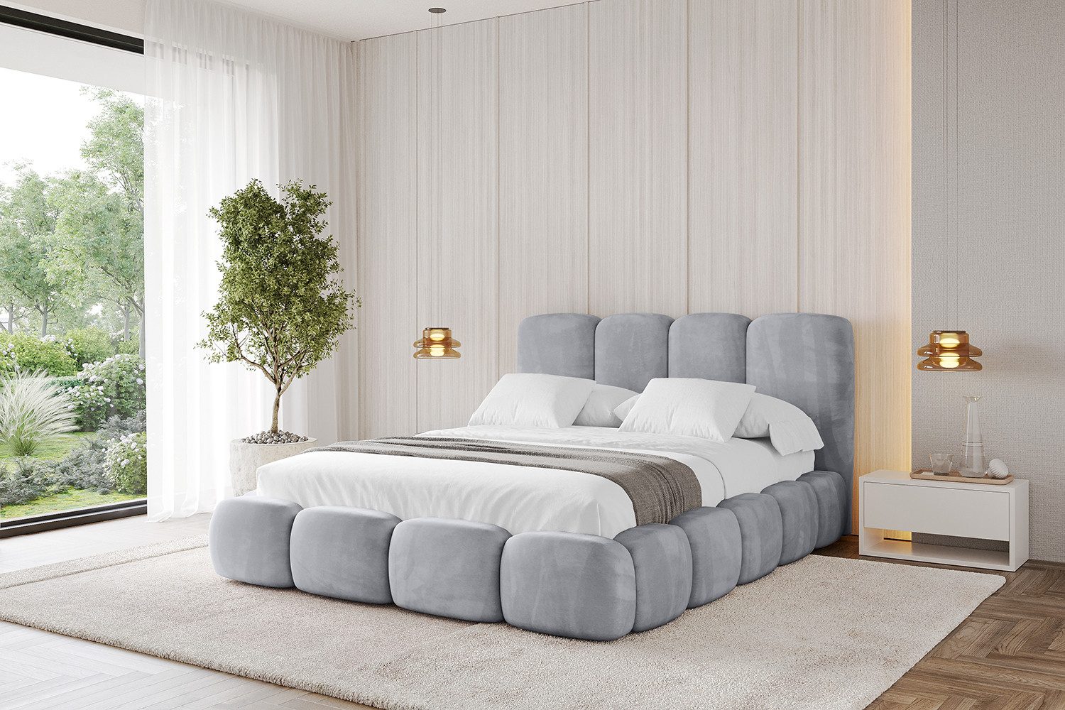 ALTDECOR Polsterbett KALA (Polsterbett mit Bettkasten und Lattenrost, Boxbett mit Matratze), Doppelbett mit Stauraum, Bett mit Kopfteil