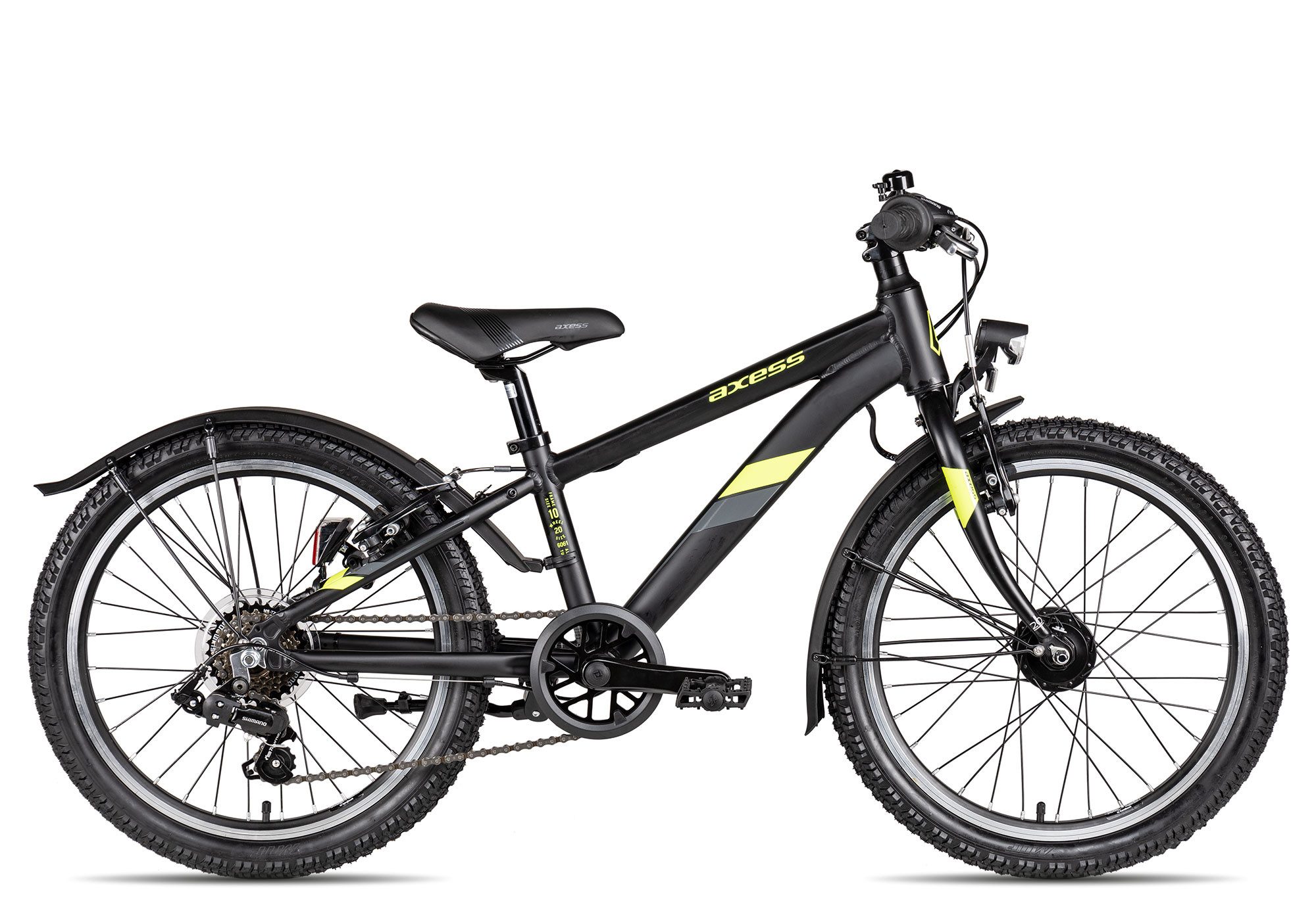 Axess Kinderfahrrad STIPE Street 20, 7 Gang Shimano RD-FT35 Tourney SuperShort Cage Schaltwerk, Kettenschaltung, Kinderrad 20 Zoll 7-Gang schwarz/grau