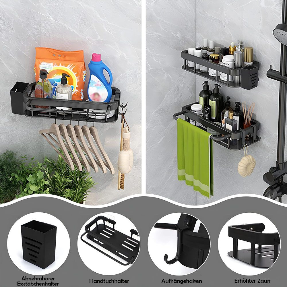 TUWENA Küchenorganizer-Set Spülbecken Organizer Hängend,Kein Bohren Spüle Organizer Schwammhalter, Küchenutensilienhalter mit 2 Stäbchenhalter, Handtuchhalte und Haken