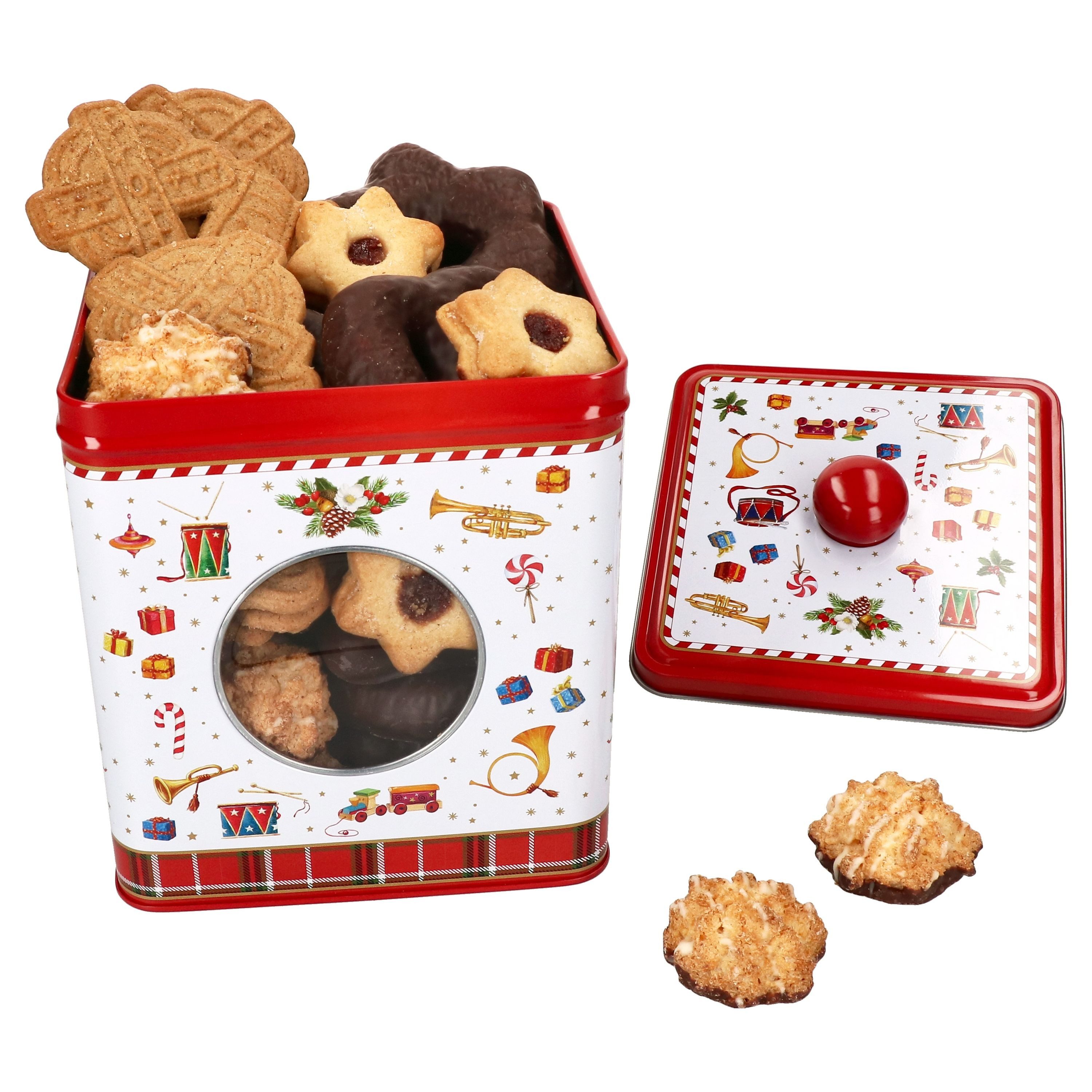 MamboCat Keksdose Keksdose Vintage Nutcracker eckig Metall Gebäck-Box mit Sichtfenster, Metall