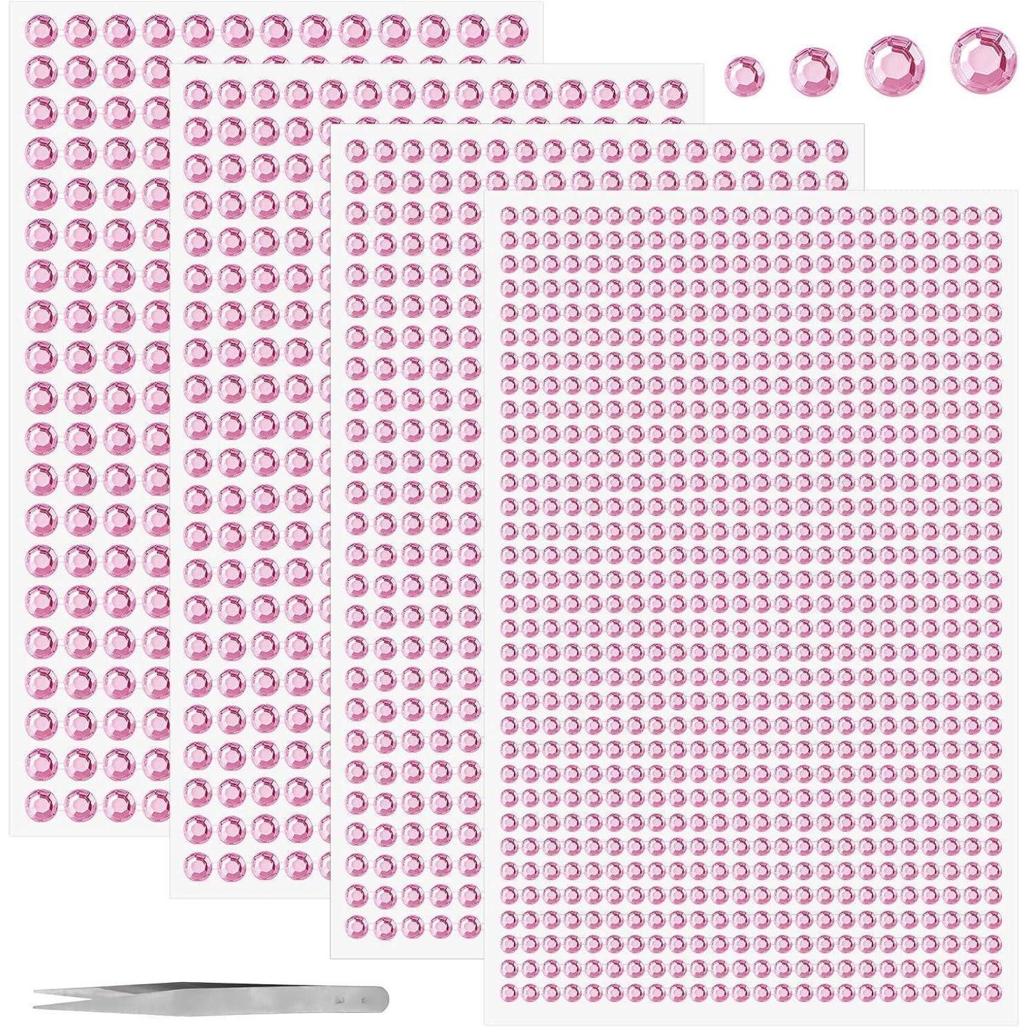LuxusKollektion Sticker Glitzersteine Selbstklebend 1900 Stück 3mm 4mm 5mm 6mm PINK