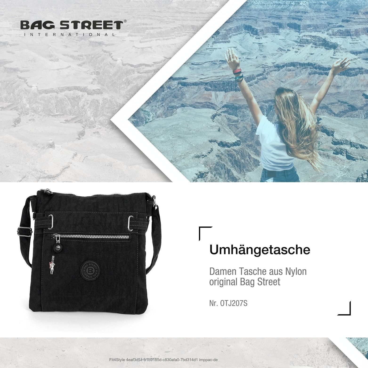 Jugend Umhängetasche BAG Nylon Textilnylon Tasche (Umhängetasche, Bag STREET Damenhandtasche Tasche strapazierfähiges Street Damen, Umhängetasche), schwarz