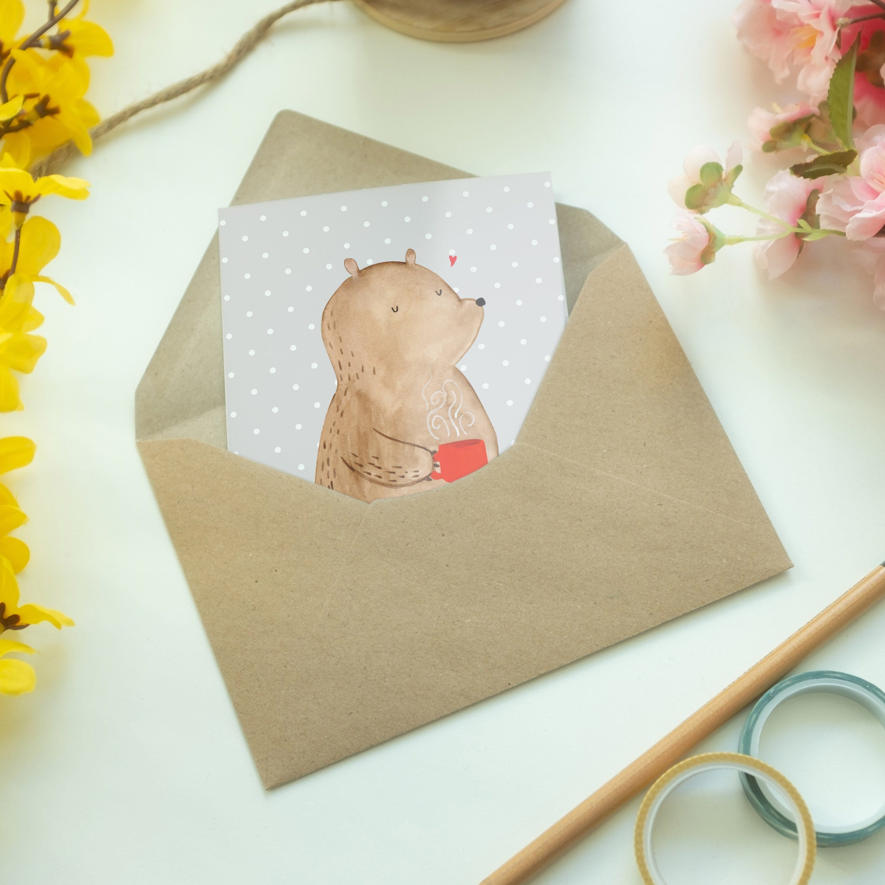 - Mr. e Panda Geburtstagskarte, Kaffee Teddy, Mrs. Pastell Welt Grußkarte Grau Geschenk, & - Bär