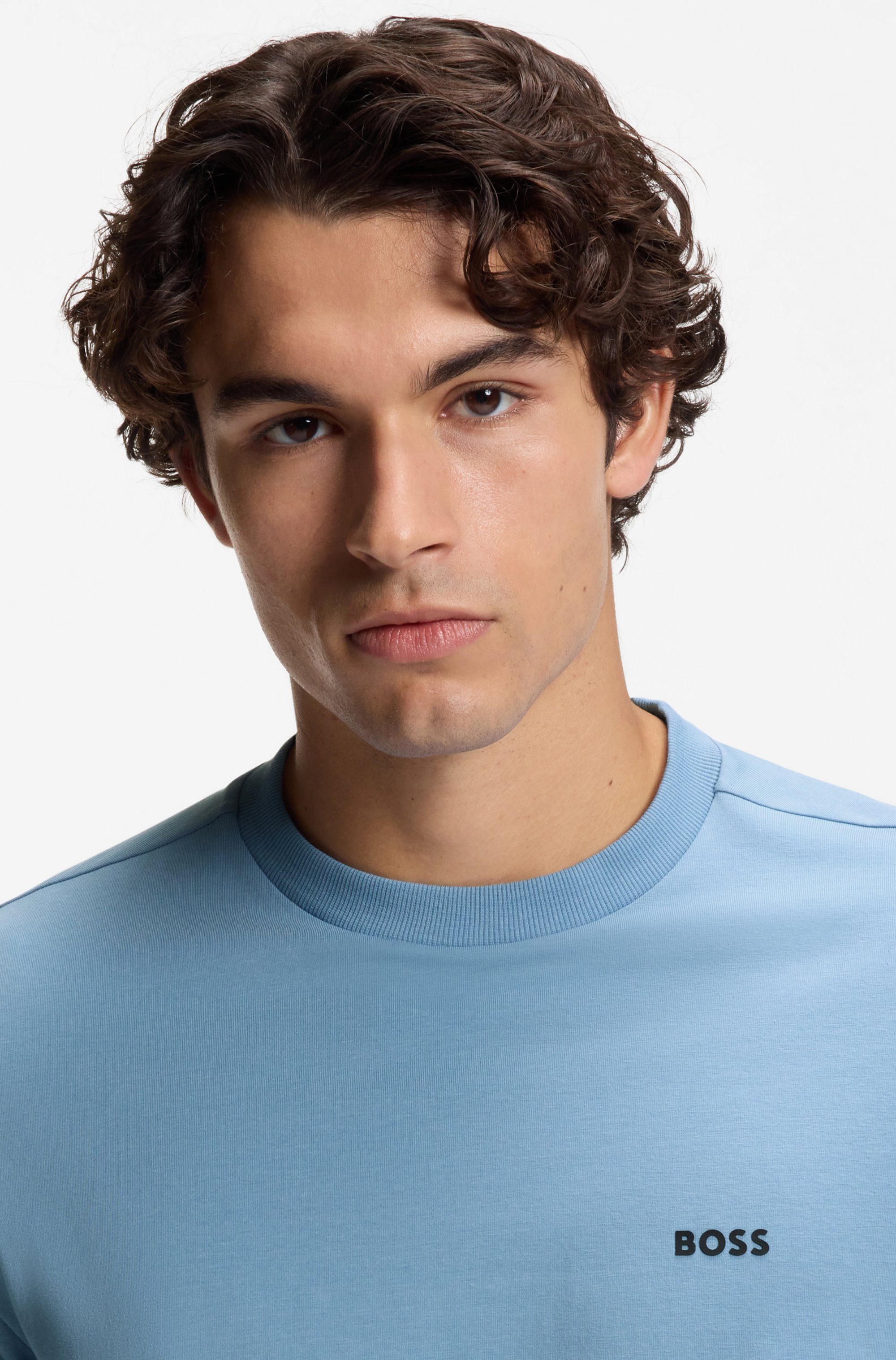 BOSS GREEN Rundhalsshirt Tee mit gummiertem Kontrast-Logo günstig online kaufen