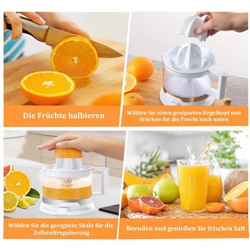 HOMELUX Zitruspresse mit 2 Kegel Saftpresse Orangenpresse 500ml elektrisch Entsafter, 45,00 W, Zitronenpresse einstellbares Fruchtfleisch Hohe Entsaftungsrate