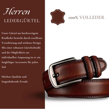 S&T Design Ledergürtel Herren Gürtel Echtleder Braun Schwarz Leder (130CM Lang, Männer Geschenk) Vollledergürtel, XXL, Anzug