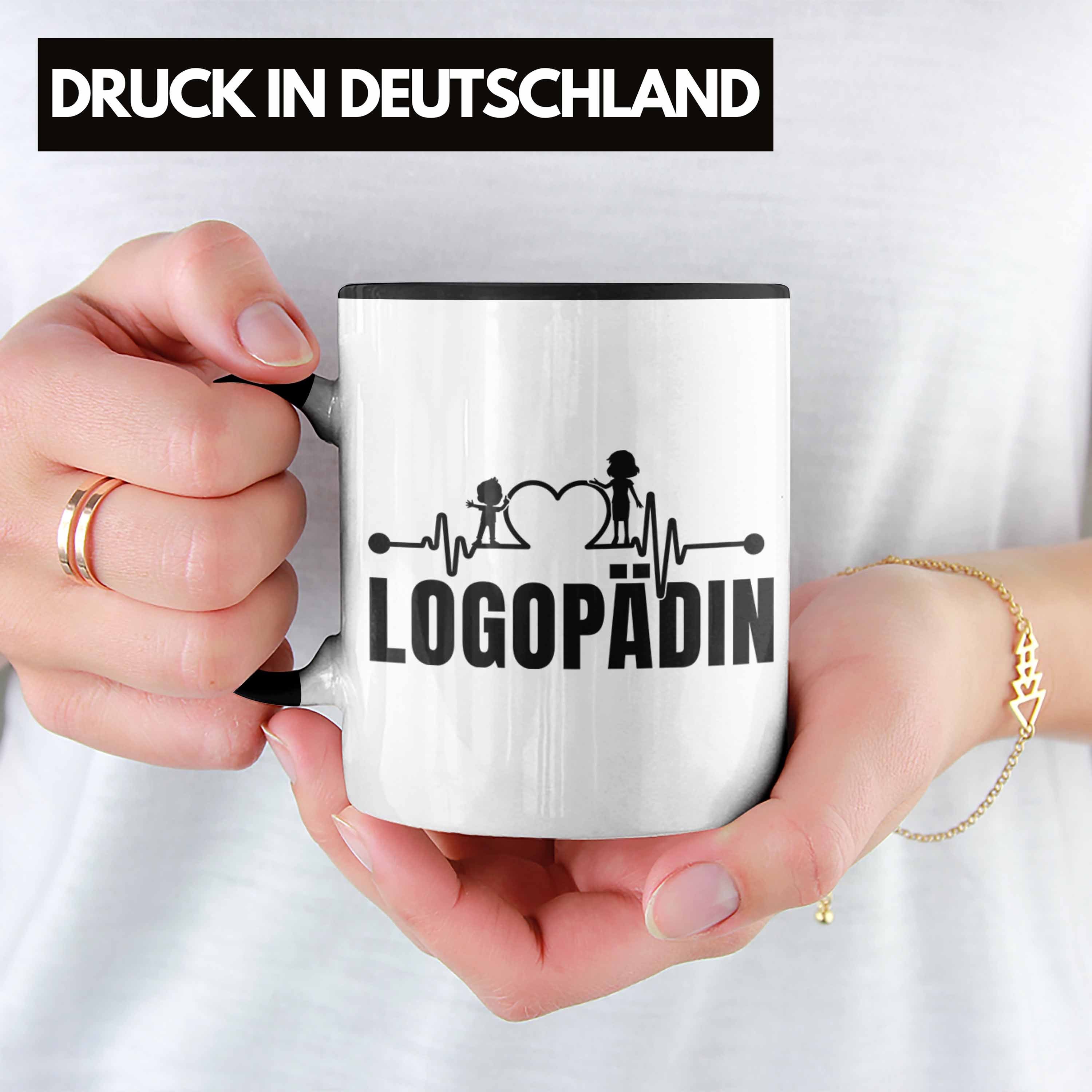 Logopädin Logopäde Logopädie Tasse Tasse Schwarz Herzschlag Trendation - Geschenk Trendation