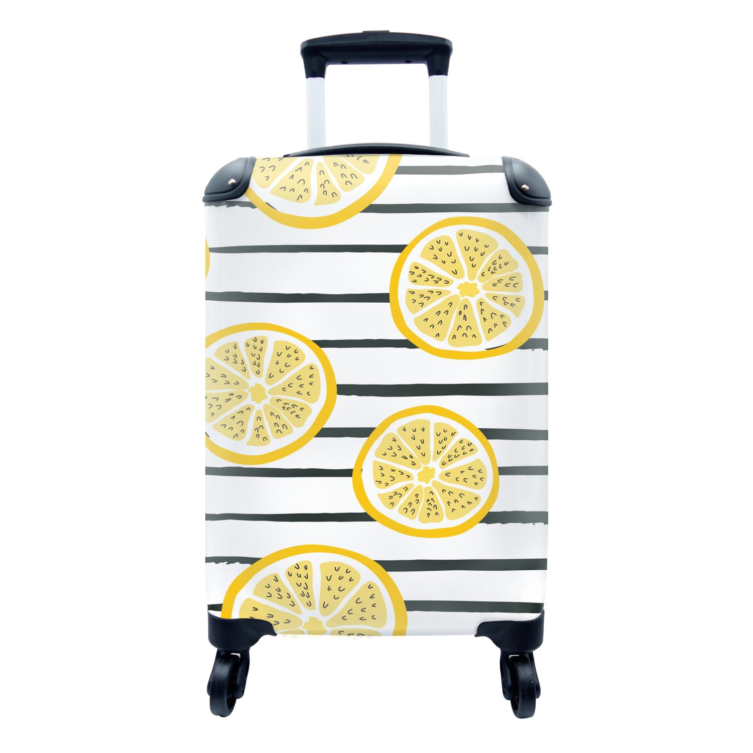 Reisetasche rollen, Handgepäck Reisekoffer 4 Sommer - Handgepäckkoffer - Trolley, Muster, Zitronen MuchoWow für Rollen, mit Ferien,