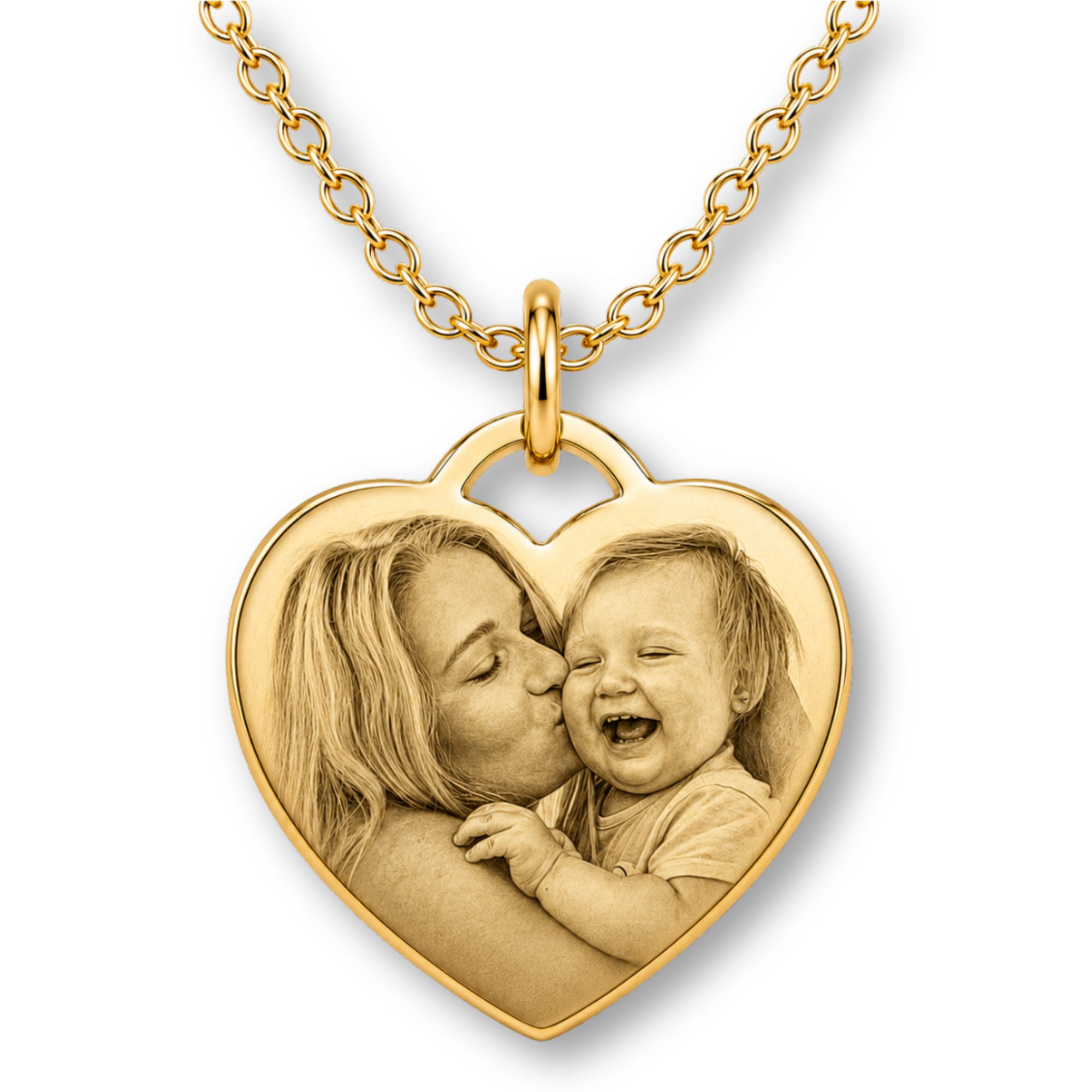 BS Schmuckdesign Kette mit Anhänger mit Gravur Foto Halskette Damen personalisiertes Geschenk Gravurkette Herzform (inkl. Gravur), personalisiert inkl. Geschenkbox
