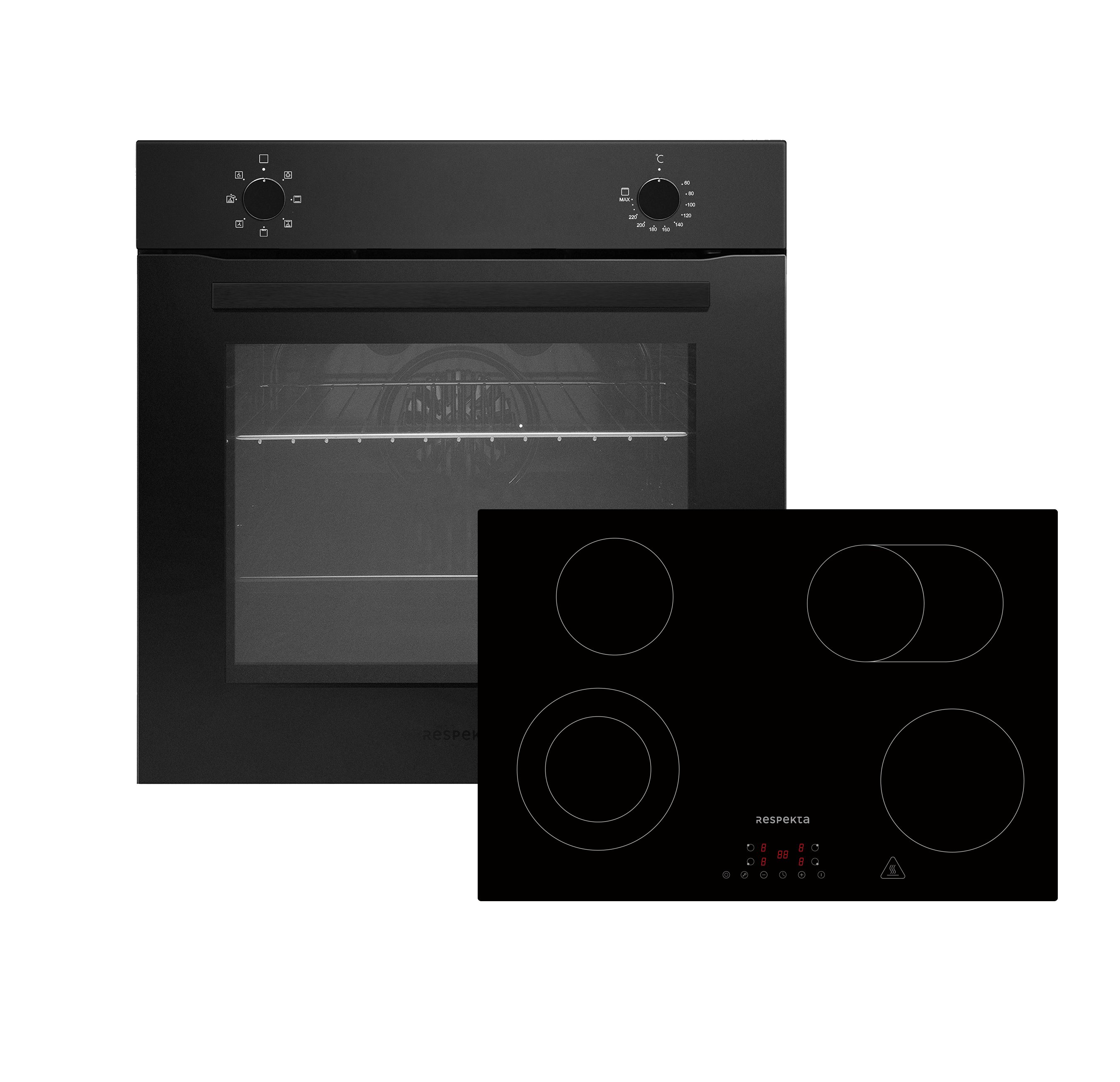 RESPEKTA Backofen-Set ASET121M7700 Janis, 72 Liter Garraum; 7 Beheizungsarten; Backofen mattschwarz