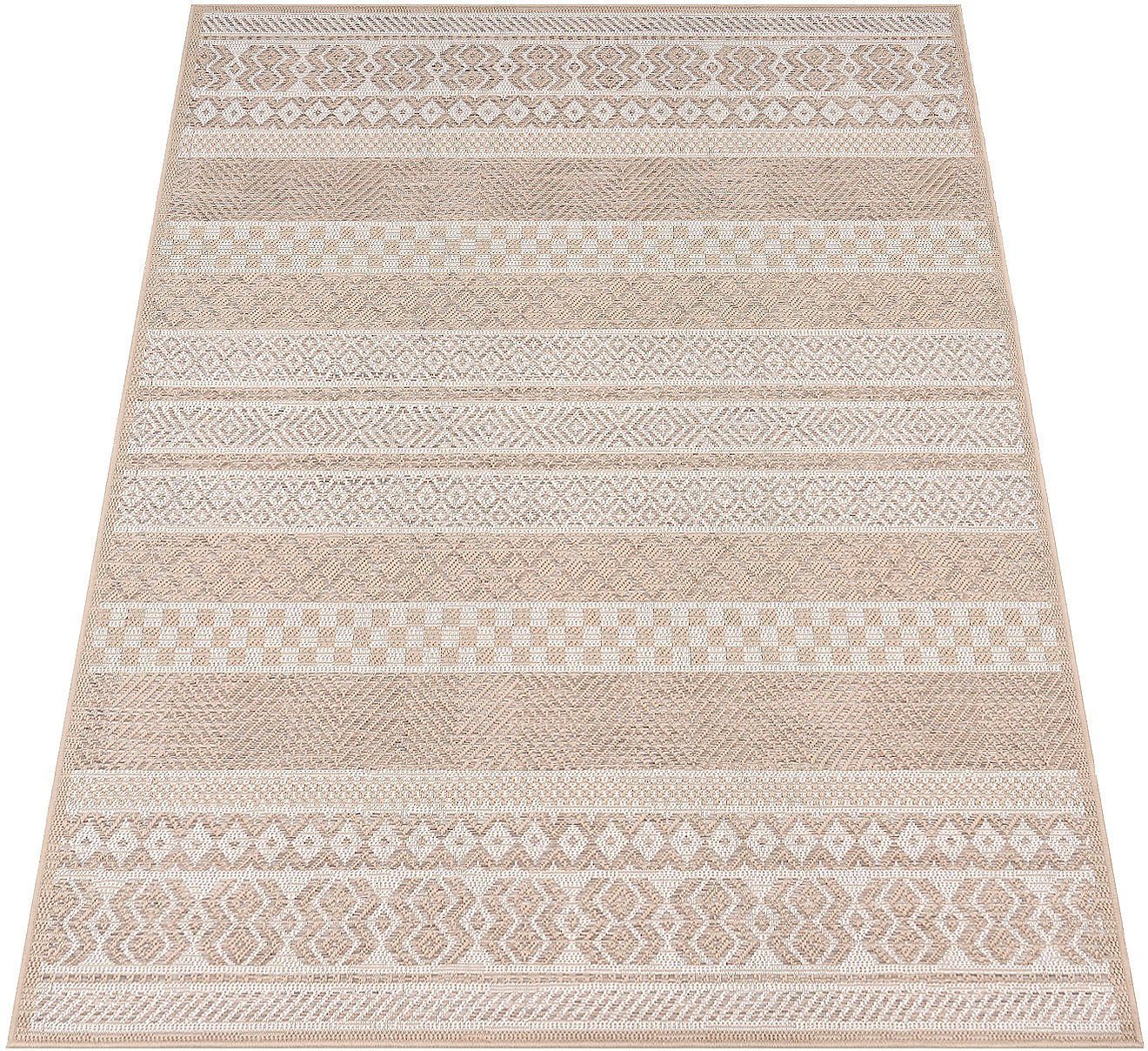 Paco Home Teppich Vermont 183, rechteckig, Höhe: 4 mm, Flachgewebe, modernes gestreiftes Design, In- und Outdoor geeignet