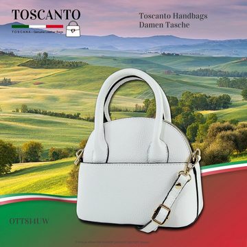 Toscanto Umhängetasche Toscanto Tasche weiß Umhängetasche mittel (Umhängetasche), Damen Umhängetasche Leder, weiß, Größe ca. 20cm