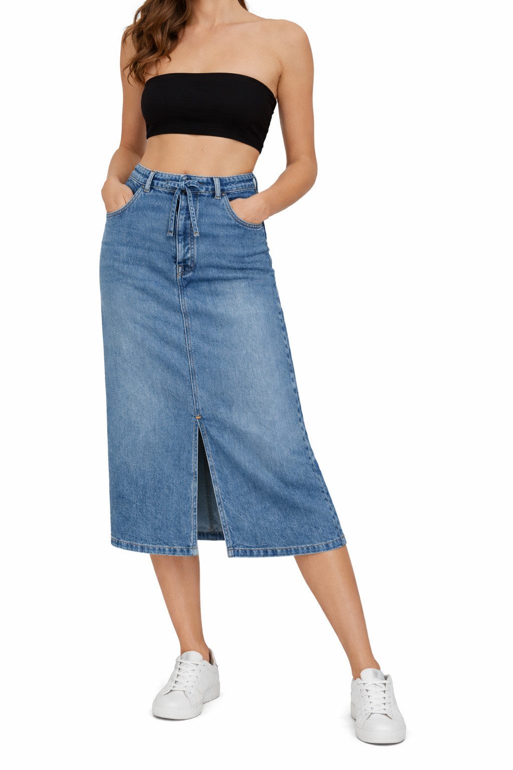 SUBLEVEL Jeansrock Damen Maxi Midi Mini Rock langer Schnitt Denim Stretch günstig online kaufen