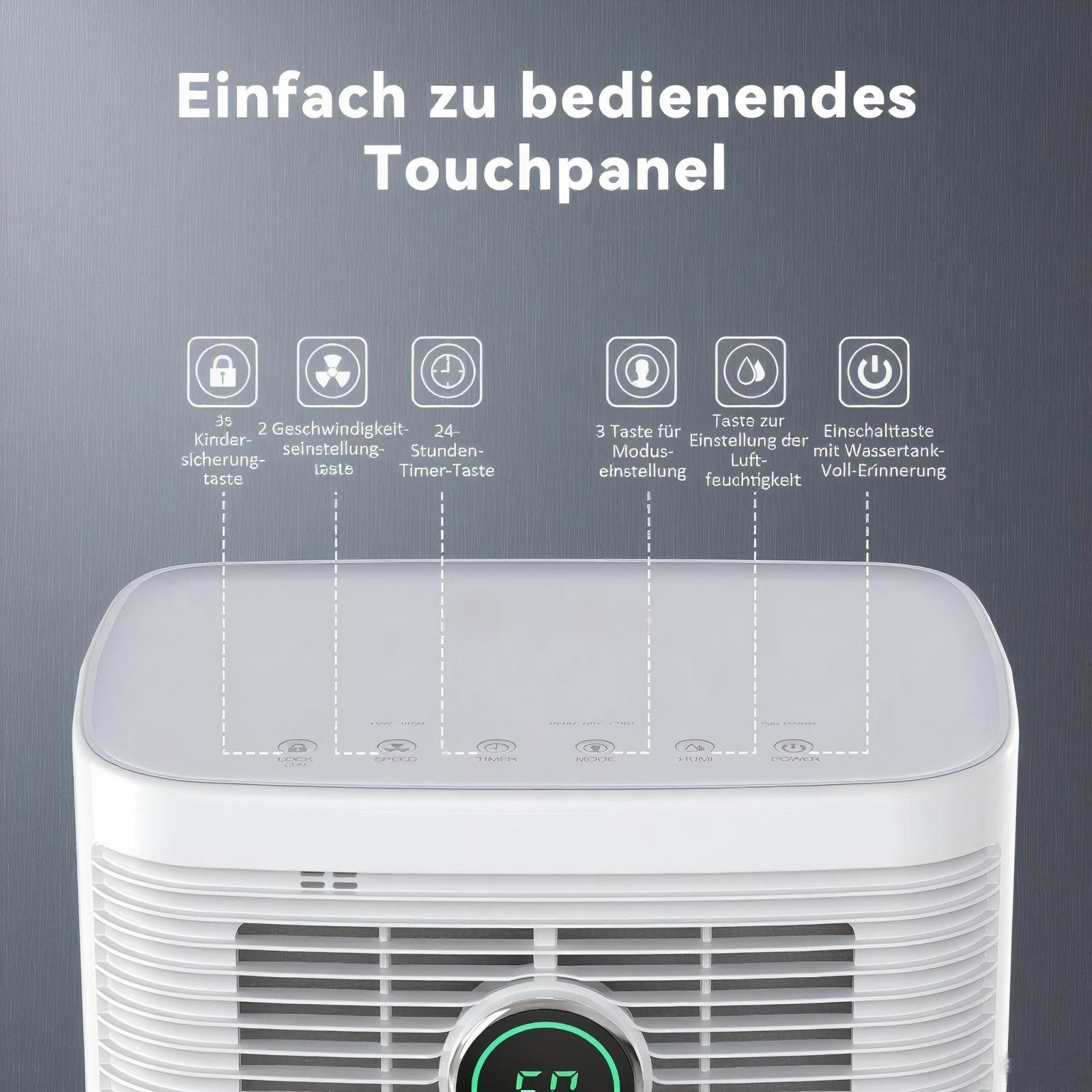 LEENON Luftentfeuchter Digitaler Luftfeuchtigkeitsanzeige 12L/24h,Timer, 3- günstig online kaufen